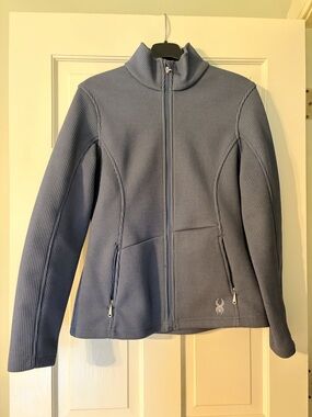 Spyder Women's gray Ribbed Full-Zip Utility Jacket
